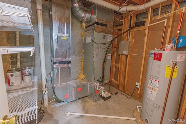 utility room with water heater