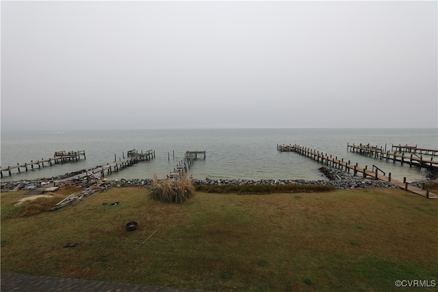 view of dock featuring a water view