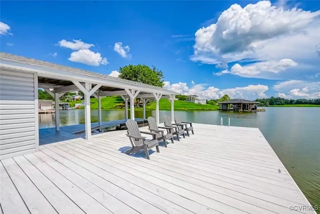 view of dock featuring a water view