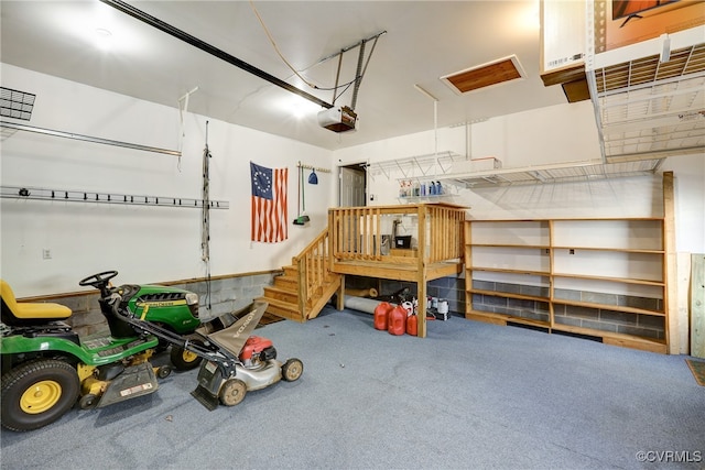 garage with a garage door opener