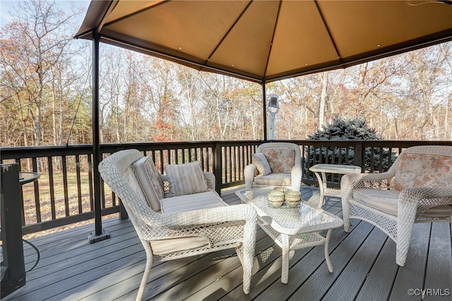 wooden terrace with a gazebo