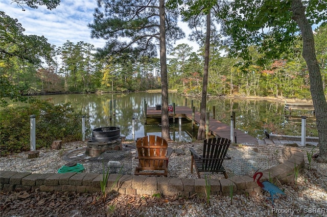 view of dock featuring a water view