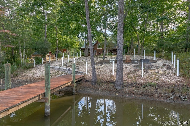 view of dock featuring a water view