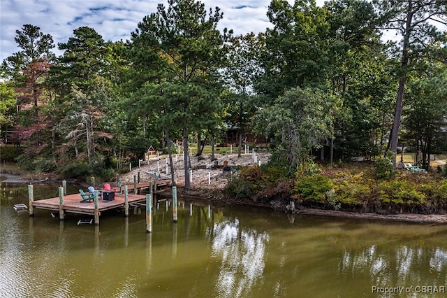 dock area featuring a water view