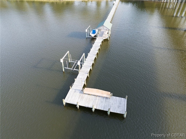 view of dock featuring a water view