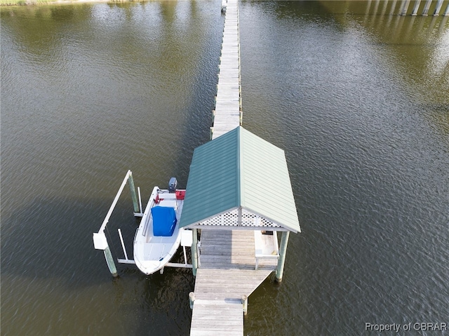 dock area featuring a water view