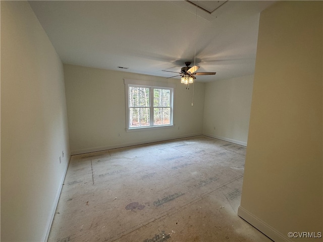 spare room featuring ceiling fan