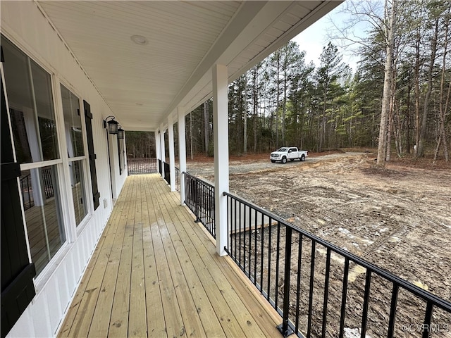 wooden deck featuring a porch