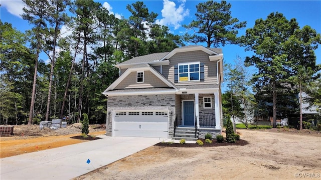 2047 Swiss Ln, Hayes, VA 23072 - craftsman-style home featuring driveway, stone siding, and a garage
