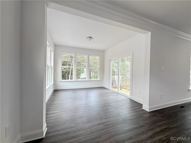 2047 Swiss Ln, Hayes, VA 23072 - empty room featuring dark wood-style floors and crown molding