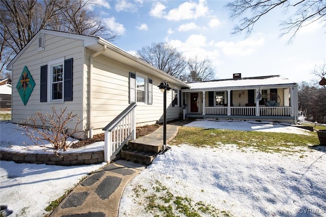 ranch-style home with covered porch