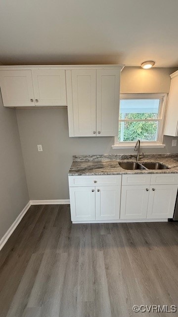 kitchen featuring white cabinets, dark hardwood / wood-style floors, and sink