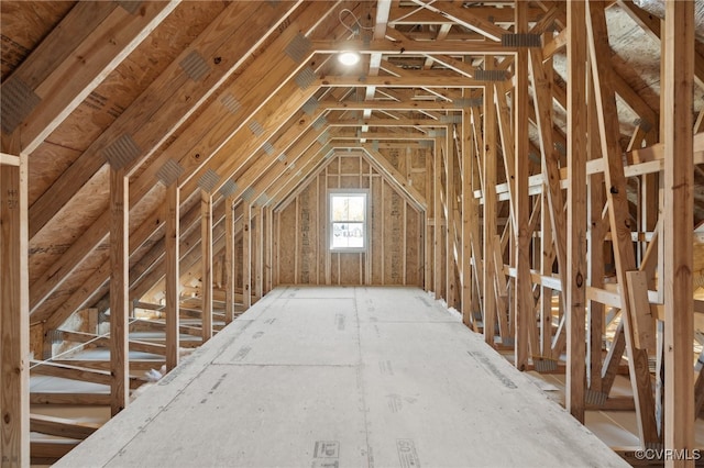 view of unfinished attic