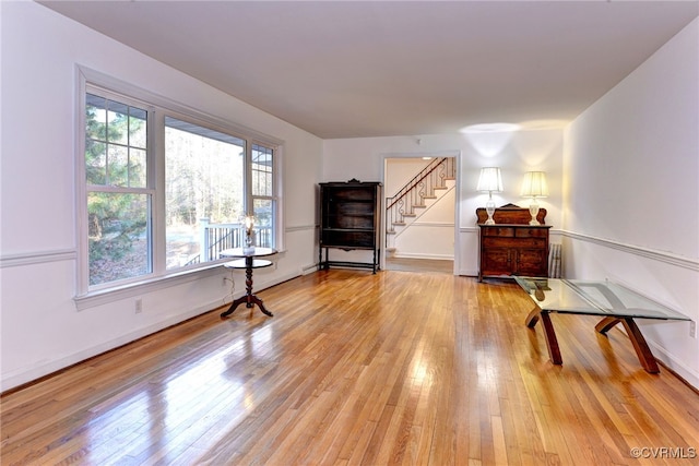 living area featuring light hardwood / wood-style flooring