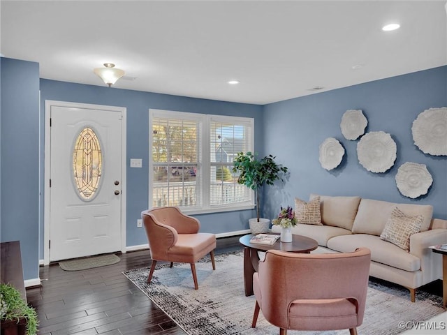 living room with wood-type flooring