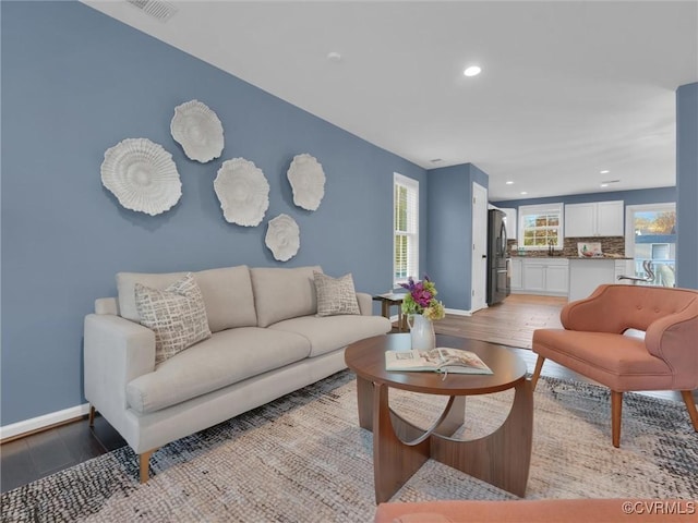 living room featuring light hardwood / wood-style flooring