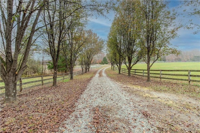 view of street with a rural view