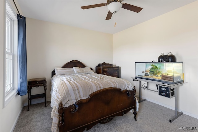 bedroom with carpet and ceiling fan