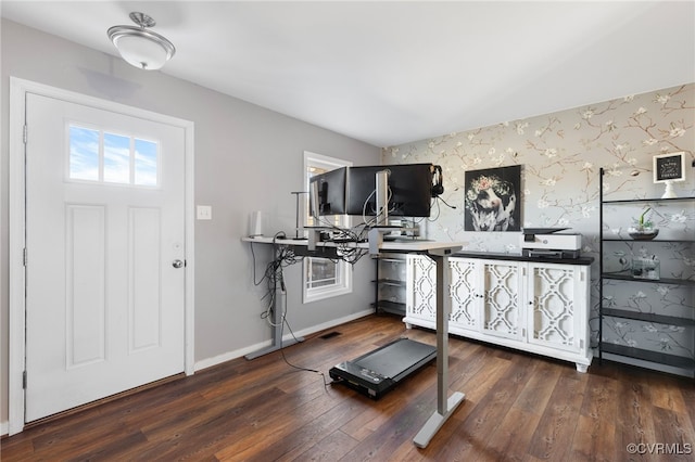 interior space featuring dark wood-type flooring