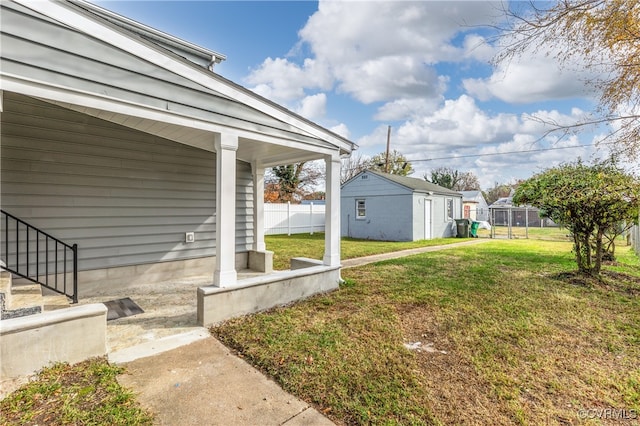 view of property exterior with a lawn