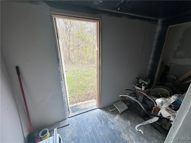 entryway with hardwood / wood-style floors