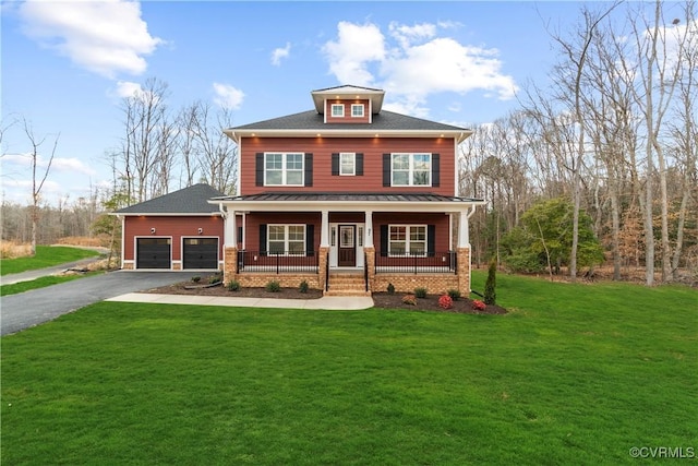 TBD3 Rocky Ford Rd, Beaverdam, VA 23015 - traditional style home with brick siding, a front yard, covered porch, a garage, and driveway
