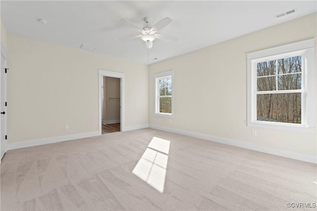 TBD3 Rocky Ford Rd, Beaverdam, VA 23015 - spare room featuring light colored carpet, a ceiling fan, visible vents, and baseboards