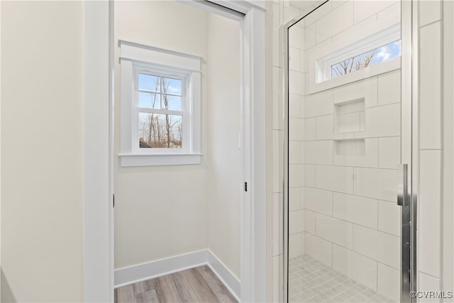 doorway with light hardwood / wood-style floors