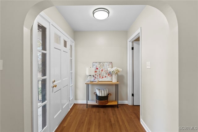 entryway featuring a healthy amount of sunlight and wood-type flooring