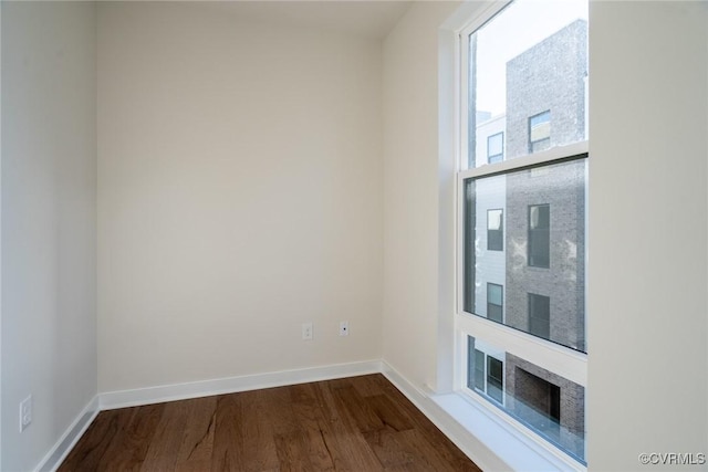 spare room featuring wood-type flooring