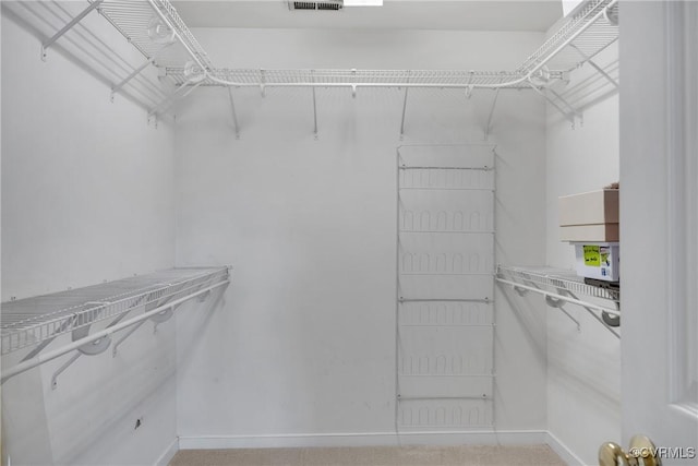 spacious closet featuring carpet flooring