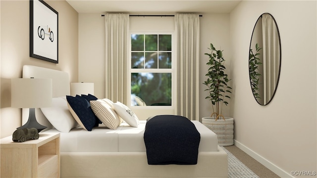 bedroom featuring baseboards and carpet flooring