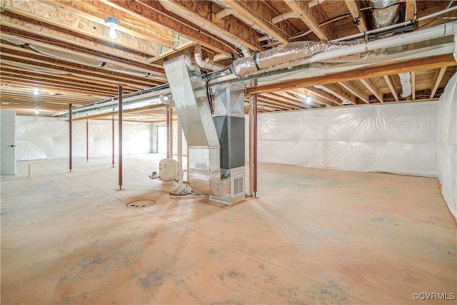 basement with heating unit