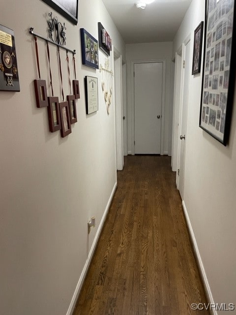 hall featuring dark wood-type flooring