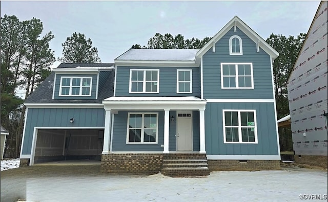 front facade with a garage