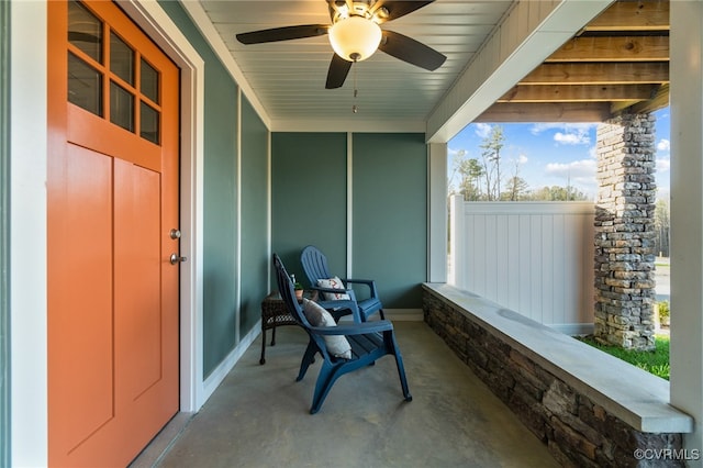 view of patio / terrace featuring ceiling fan