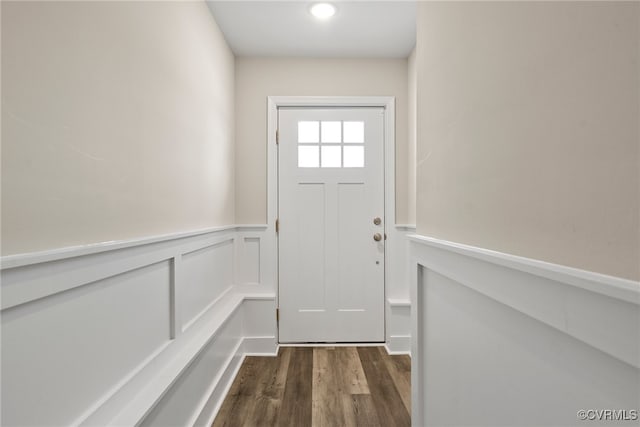 doorway featuring dark hardwood / wood-style flooring