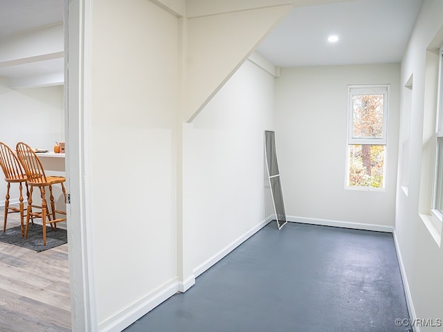 interior space featuring concrete floors