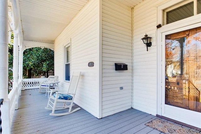 wooden deck with covered porch