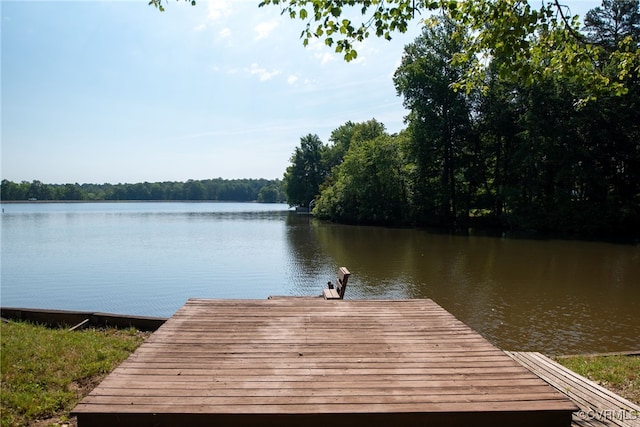 dock area featuring a water view