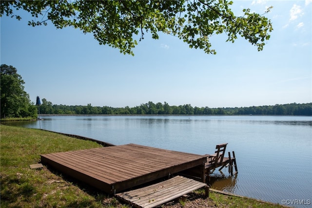 373 Land Or Dr, Ruther Glen, VA 22546 - dock with a water view and a wooded view