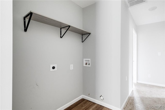 washroom featuring hookup for a gas dryer, electric dryer hookup, and washer hookup