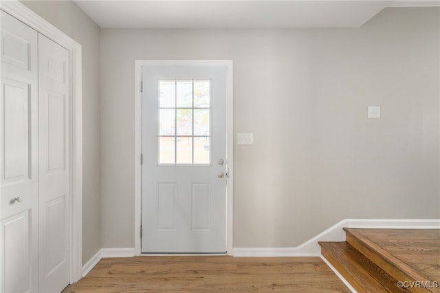 doorway featuring light hardwood / wood-style flooring