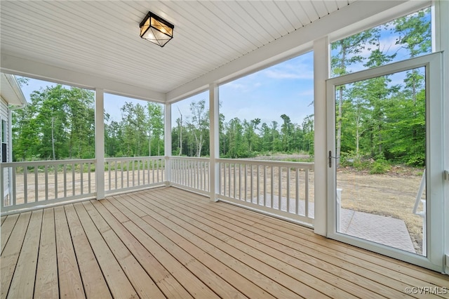 view of unfurnished sunroom