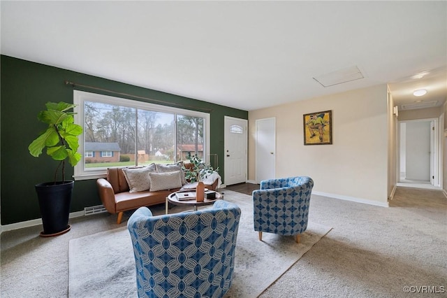 living room with carpet flooring