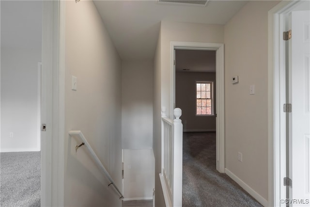 stairway with carpet floors