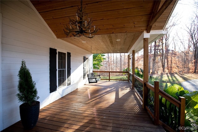 wooden deck with a porch