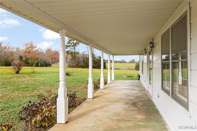 view of patio with a rural view