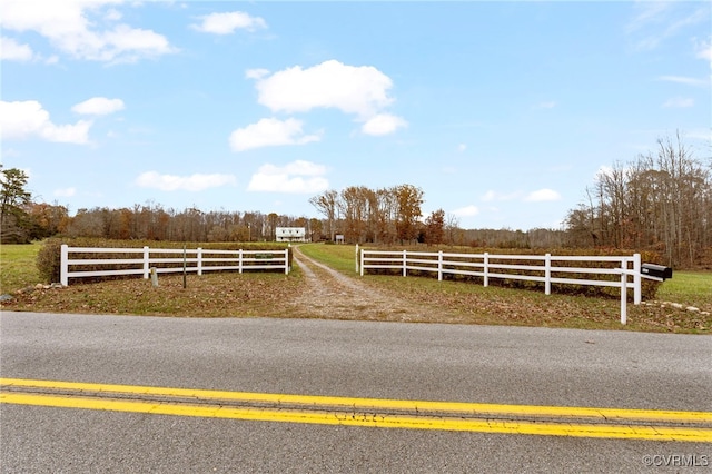 view of street with a rural view