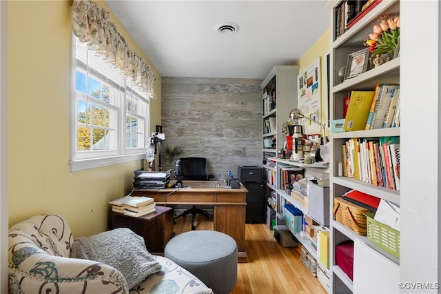 home office featuring light wood-type flooring